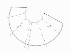 2001 - HYDROSTATIC PRESSURE APPLIED TO CONICAL SURFACE - Function of coordinates - FEM model - Pressure plot - Pro/MECHANICA 2001 + COSMOS/M 2.5