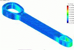 2002 - MOWING MACHINE - Connecting-rod - FEM model - Solid elements - Stress plot - Pull - Pro/MECHANICA 2001 + Cosmos/M 2.6