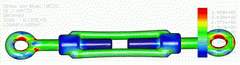 2002 - STRAIN GAGE INDICATOR - Rope tension force detection - FEM model - Solid elements - Stress plot - Pro/MECHANICA 2001