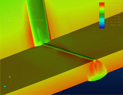 2002 - WELDED CONSTRUCTION - Stress effects of welds - FEM model - Solid elements - Stress plot - Pro/MECHANICA 2001