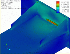 2002 - CRANE CONSTRUCTION - Corrosion effects - FEM model - Solid elements - Stress plot - Bending - Critical location - Pro/MECHANICA 2001
