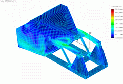 2003 - CONTAINER SPZ 55 - FEM model - Shell elements - Stress plot - Horizontal - Pro/MECHANICA 2001 + Cosmos/M 2.8 - VSS, a.s. Koice