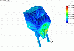 2003 - CONTAINER SPZ 55 - FEM model - Shell elements - Stress plot - Vertical - Pro/MECHANICA 2001 + Cosmos/M 2.8 - VSS, a.s. Koice