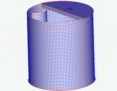 2003 - POLYPROPYLENE ACID TANK - Capacity 5 and 2,5 m3 - FEM model - Shell elements - Mesh - Pro/MECHANICA Wildfire + Cosmos/M 2.8 - Flomak, s.r.o. Ruomberok