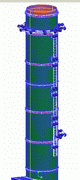 2004 - STEEL STACK KRV 3100/35000 - FEM model - Shell elements - Mesh - Pro/MECHANICA Wildfire 2.0 + Cosmos/M 2.85 - Metal Welding, s.r.o. Vranov nad Topľou - Izmit, Turkey