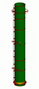 2004 - STEEL STACK KRV 3000/23500 - FEM model - Shell elements - Pro/MECHANICA Wildfire 2.0 + Cosmos/M 2.85 - Metal Welding, s.r.o. Vranov nad Topľou - Izmit, Turkey