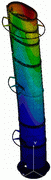 2004 - STEEL STACK KRV 3000/23500 - FEM model - Shell elements - Displacement plot - Pro/MECHANICA Wildfire 2.0 + Cosmos/M 2.85 - Metal Welding, s.r.o. Vranov nad Topľou - Izmit, Turkey