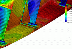 2004 - CRANE TRACK - FEM model - Shell and solid elements - Stress plot - Pro/MECHANICA Wildfire 2.0 + Cosmos/M 2.85 - U.S. Steel Koice, s.r.o.