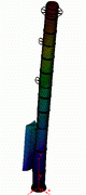 2004 - STEEL STACK KRV 2200/40000 - FEM model - Shell elements - Displacement plot - Pro/MECHANICA Wildfire 2.0 + Cosmos/M 2.85 - Istroenergo Group, a.s. Levice - Industriepark Oberbruch, Germany