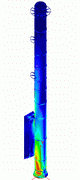 2004 - STEEL STACK KRV 2200/40000 - FEM model - Shell elements - Stress plot - Pro/MECHANICA Wildfire 2.0 + Cosmos/M 2.85 - Istroenergo Group, a.s. Levice - Industriepark Oberbruch, Germany