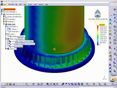 2004 - STEEL STACK KRV 2200/40000 - FEM model - Solid elements - Stress plot - CATIA V5R13 Elfiny - Istroenergo Group, a.s. Levice - Industriepark Oberbruch, Germany