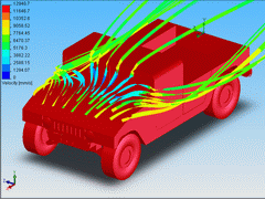 2005 - Hummer - CFD model - Flow analysis - Flow trajectories plot - SolidWorks 2005 + CosmosFloWorks 2005