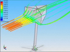 2005 - Billboard - CFD and FEM model - Flow analysis - Flow trajectories plot - SolidWorks 2005 + CosmosFloWorks 2005 + CosmosWorks 2005