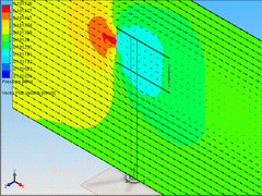 2005 - Billboard - CFD and FEM model - Flow analysis - Wind pressure plot - SolidWorks 2005 + CosmosFloWorks 2005 + CosmosWorks 2005