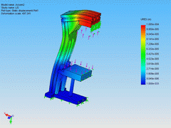 2005 - Pneumatic press machine - Optimised FEM model - Solid elements - Displacement plot - SolidWorks 2005 + CosmosWorks 2005
