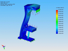 2005 - Pneumatic press machine - Optimised FEM model - Solid elements - Displacement plot - SolidWorks 2005 + CosmosWorks 2005